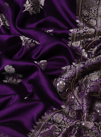 Purple Banarasi Silk Saree With Readymade Blouse