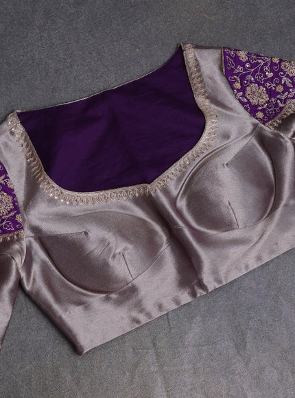 Purple Banarasi Silk Saree With Readymade Blouse