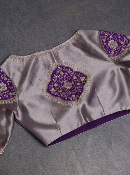 Purple Banarasi Silk Saree With Readymade Blouse