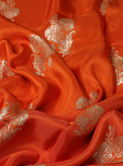 Orange Banarasi Silk Saree With Readymade Blouse