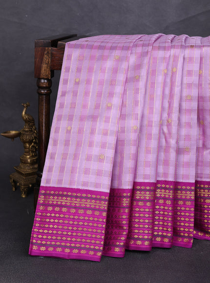 Lavender - Purple Kanchipuram Kora Silk Saree