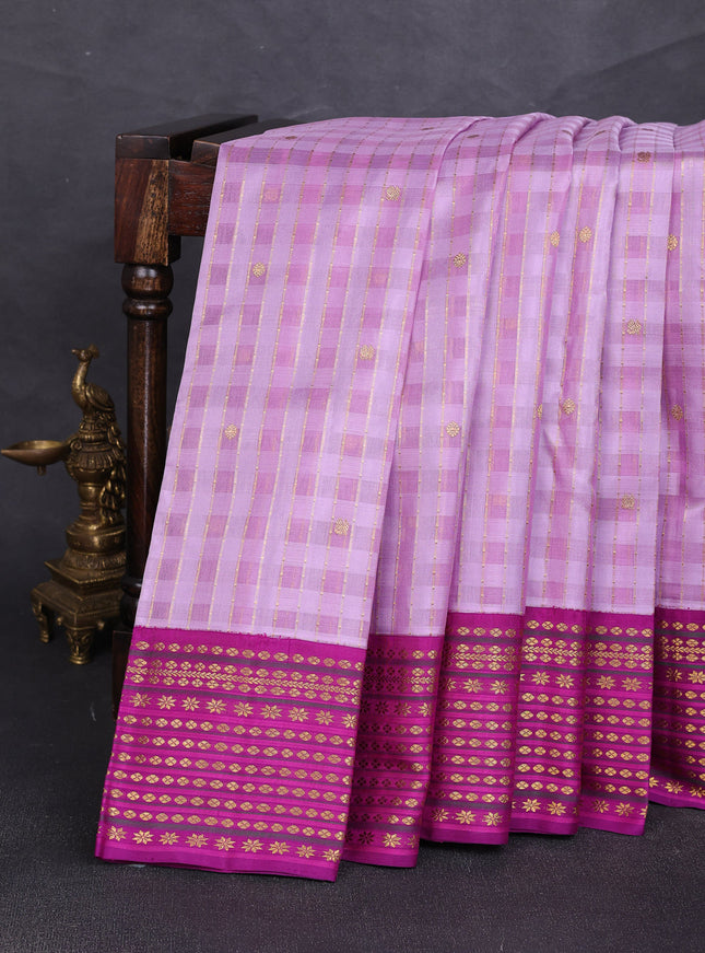 Lavender - Purple Kanchipuram Kora Silk Saree