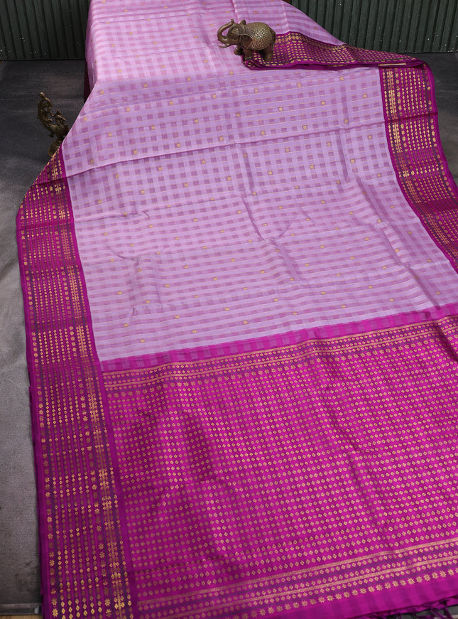 Lavender - Purple Kanchipuram Kora Silk Saree