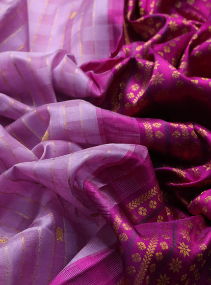 Lavender - Purple Kanchipuram Kora Silk Saree
