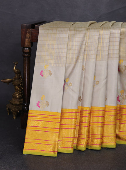 Beige - Yellow Kanchipuram Silk Saree