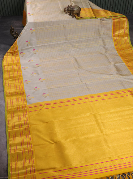 Beige - Yellow Kanchipuram Silk Saree