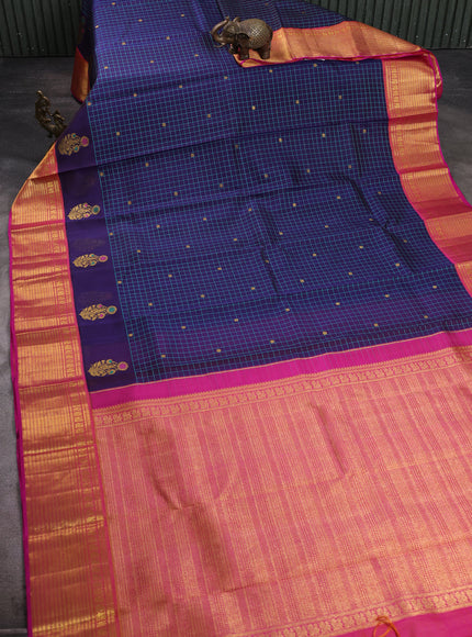 Deep Violet - Pink Kanchipuram Kora Silk Saree