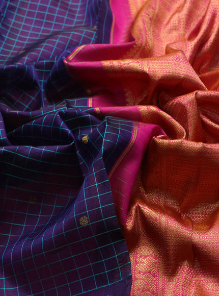 Deep Violet - Pink Kanchipuram Kora Silk Saree
