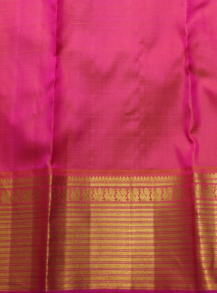 Deep Violet - Pink Kanchipuram Kora Silk Saree