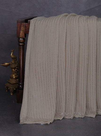 Beige Georgette Sequin Embroidery Saree