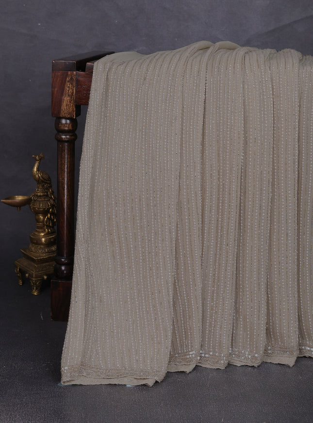 Beige Georgette Sequin Embroidery Saree