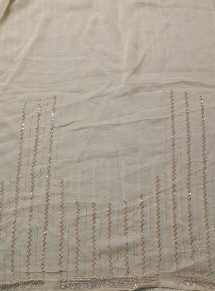 Beige Georgette Sequin Embroidery Saree