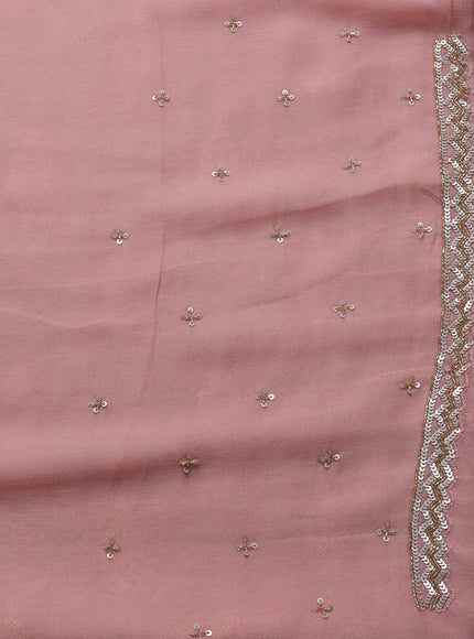 Peach Georgette Squin Embroidery Saree