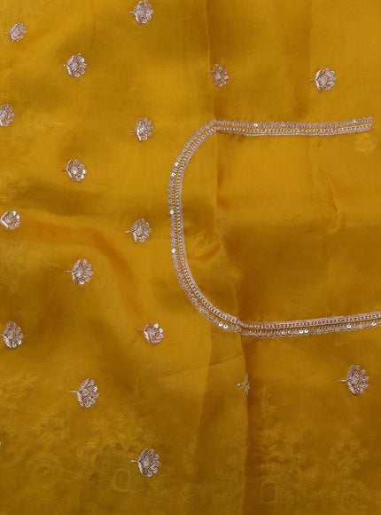 Yellow Organza Embroidery Silk Saree