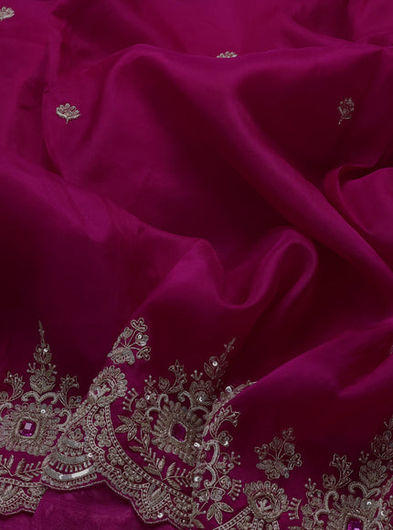 Rani Pink Organza Embroidery Silk Saree