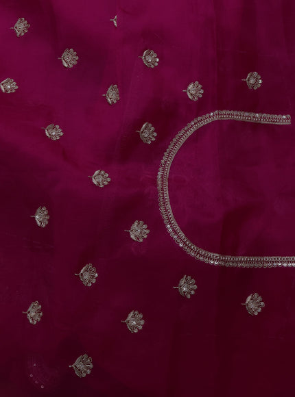 Rani Pink Organza Embroidery Silk Saree