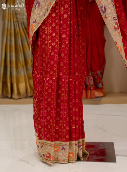 Red - Beige Banarasi Silk Saree