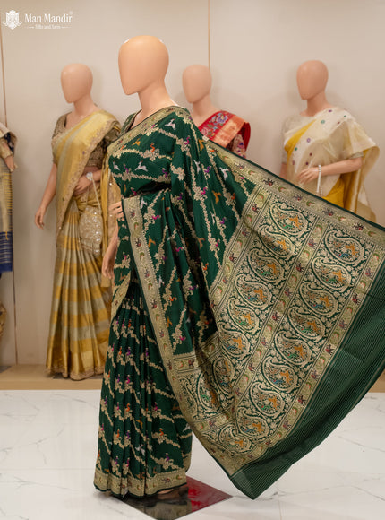 Bottle Green Banarasi Silk Saree