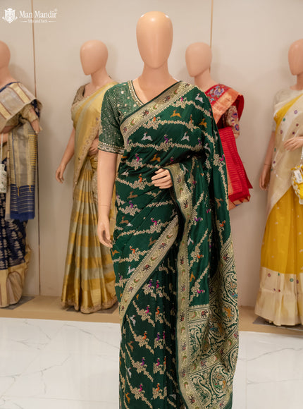 Bottle Green Banarasi Silk Saree