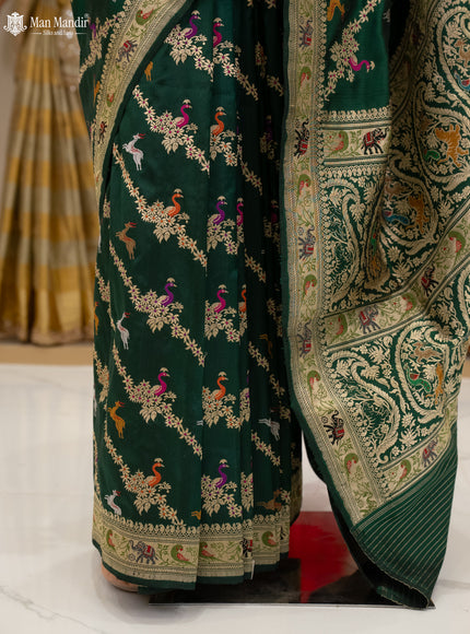 Bottle Green Banarasi Silk Saree