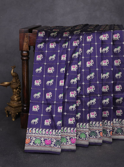 Navy Blue Banarasi Silk Saree