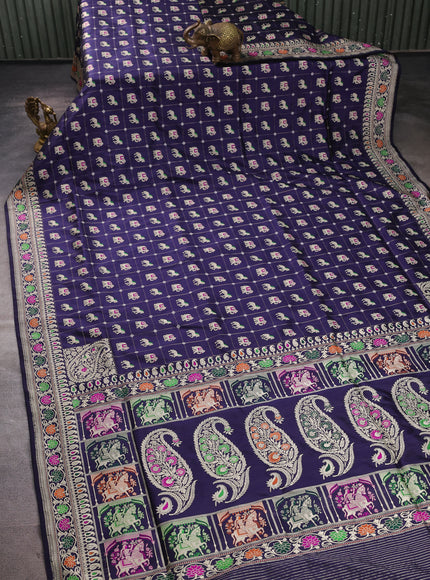Navy Blue Banarasi Silk Saree