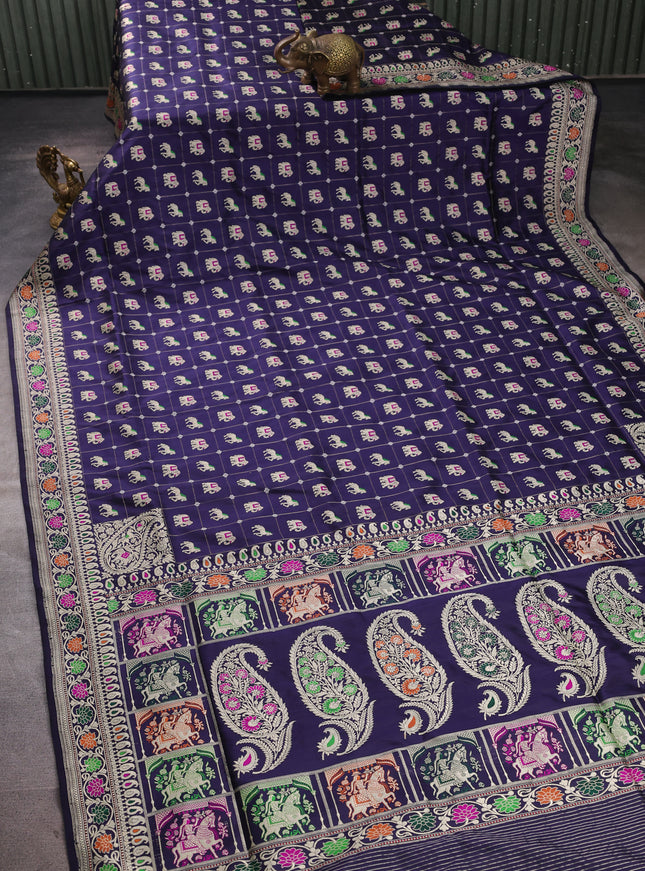 Navy Blue Banarasi Silk Saree