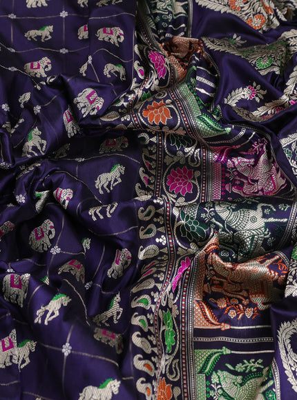 Navy Blue Banarasi Silk Saree