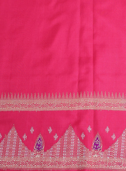 Dark Magenta - Coral Pink Banarasi Silk Saree