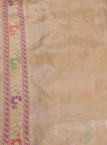 Purple - Beige Banarasi Silk Saree