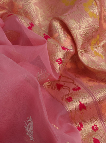 Light Pink Banarasi Kora Silk Saree