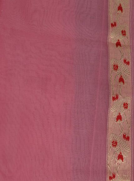 Light Pink Banarasi Kora Silk Saree