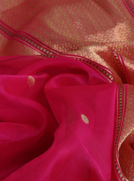Candy Pink - Peach Banarasi Kora Silk Saree