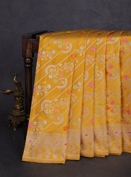 Yellow Banarasi Silk Saree