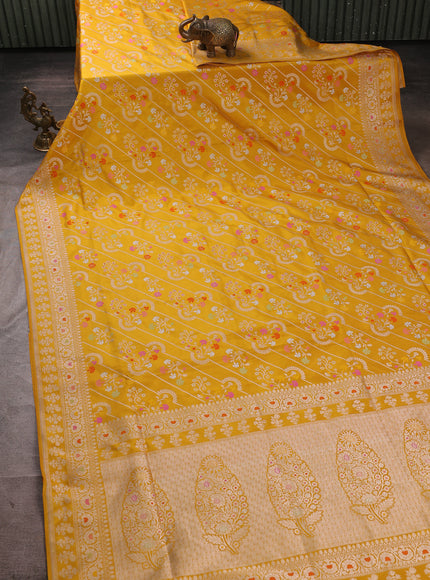 Yellow Banarasi Silk Saree