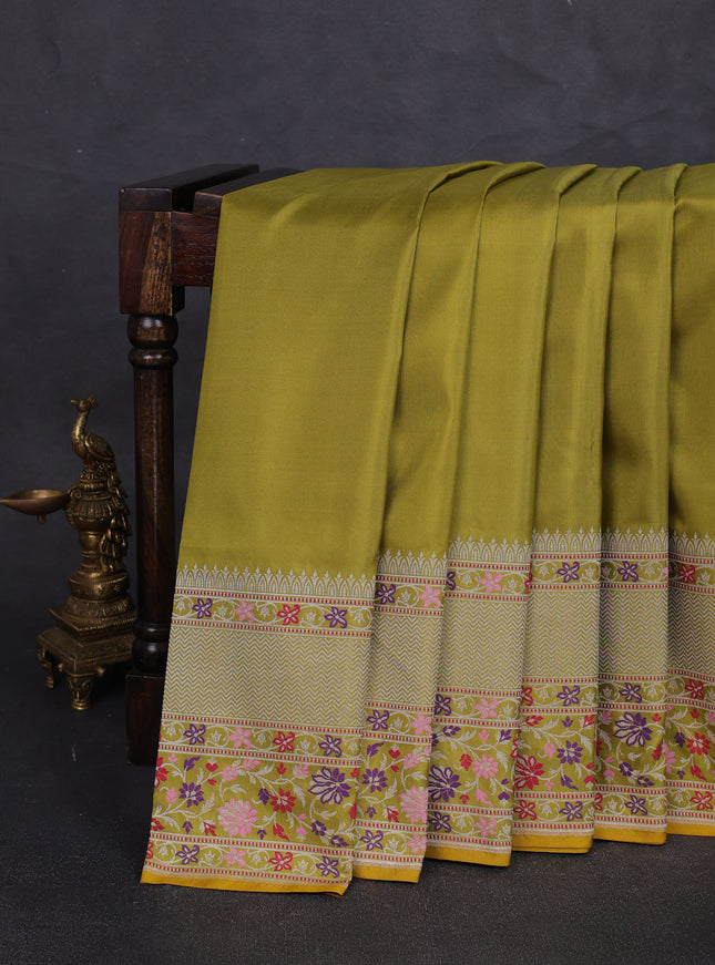 Mehendi Green - Yellow Banarasi Silk Saree