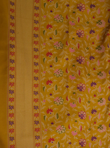Mehendi Green - Yellow Banarasi Silk Saree