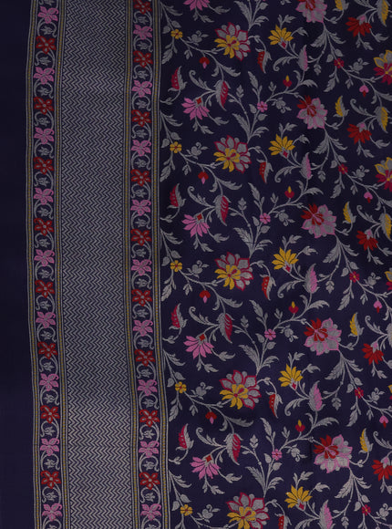 Grey - Navy Blue Banarasi Silk Saree