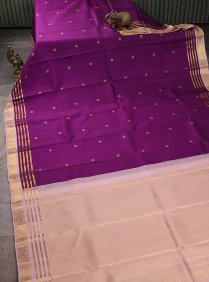 Purple - Peach Pure Kanchipuram Silk Saree