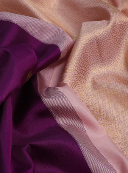Purple - Peach Pure Kanchipuram Silk Saree