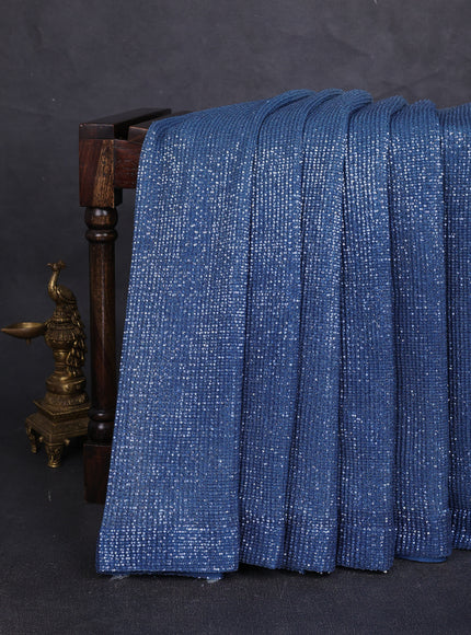 Blue Shade Net Sequin Embroidery Saree With Readymade Blouse