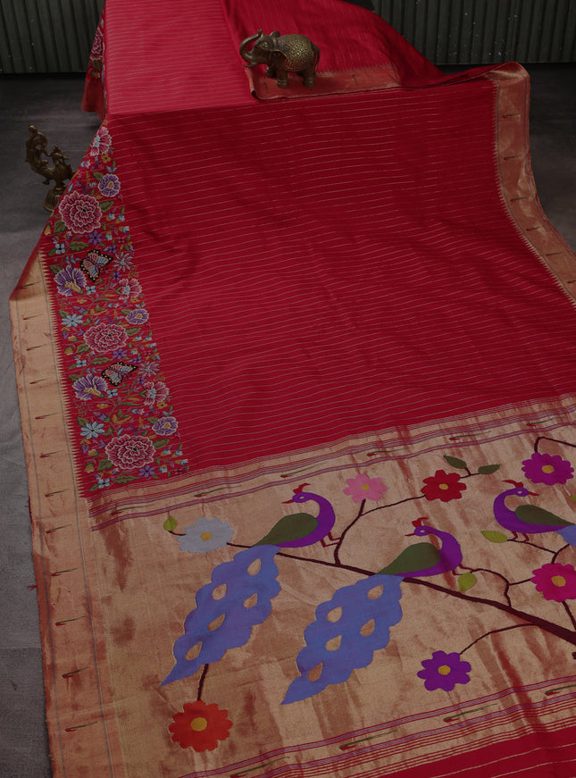 Red Paithani Silk Embroidery Saree