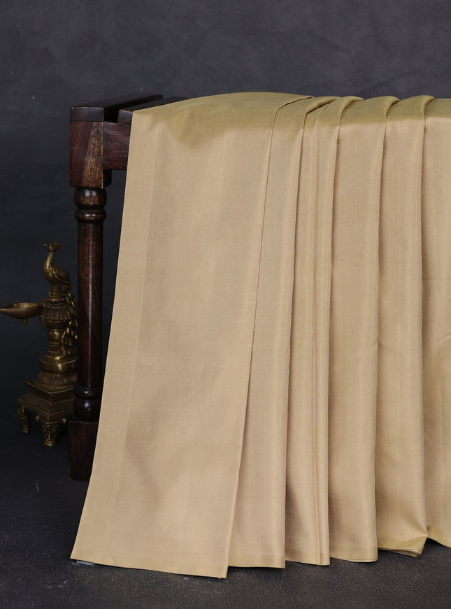 Beige- Pink Pure Kanchipuram Silk Saree