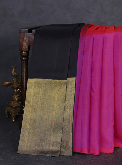 Pink- Black Pure Kanchipuram Silk Saree