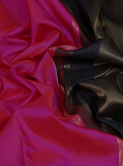 Pink- Black Pure Kanchipuram Silk Saree