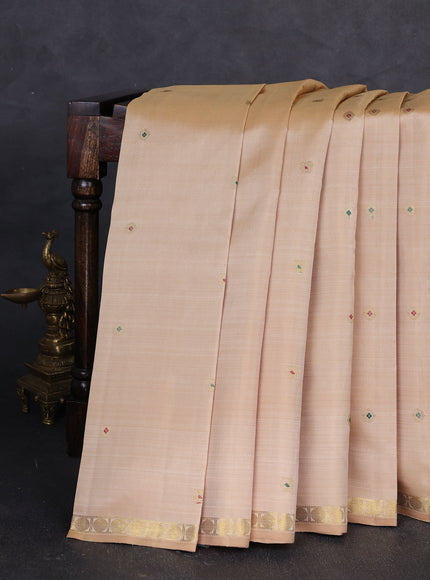 Beige Pure Kanchipuram Silk Saree