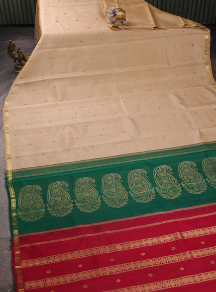 Beige Pure Kanchipuram Silk Saree