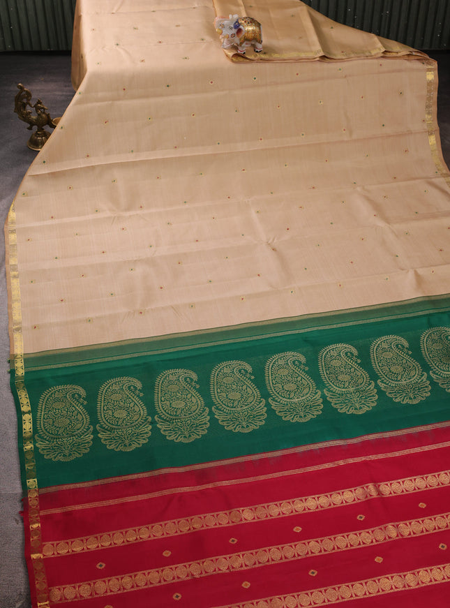 Beige Pure Kanchipuram Silk Saree
