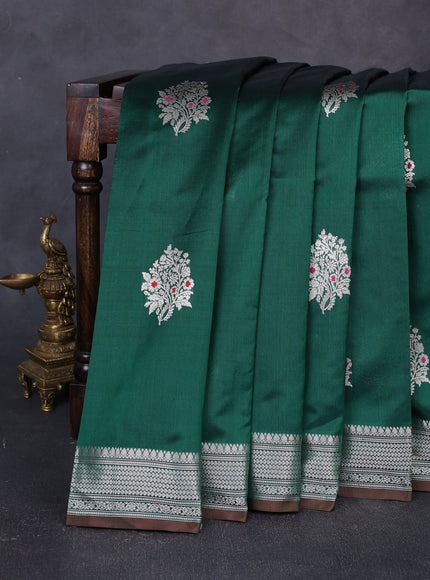 Dark Green Banarasi Poona Silk Saree