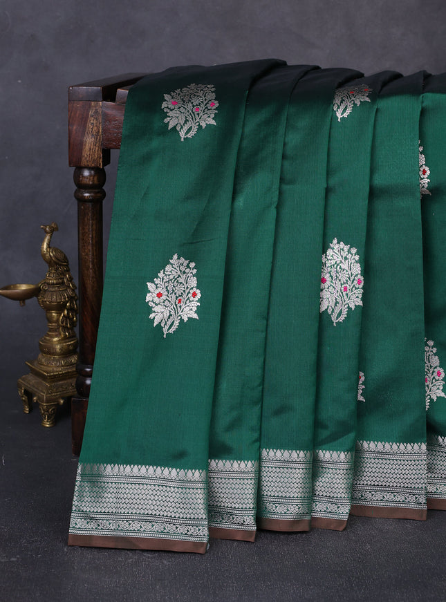 Dark Green Banarasi Poona Silk Saree
